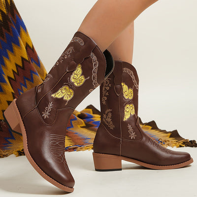 Vera | Cowboylaarzen met vlinderpatroon voor dames
