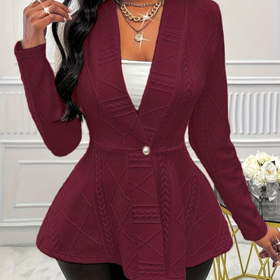 Elise | Plain textured long-sleeved blazer