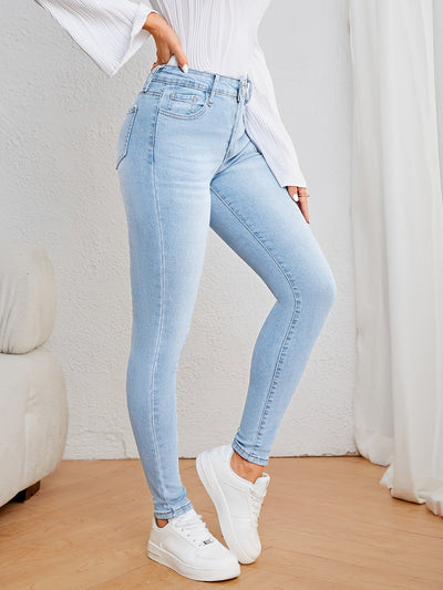 Roos | Lichtblauwe hoge taille skinny jeans