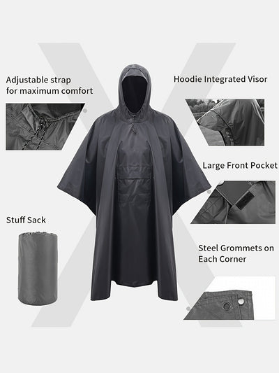 Sophie | Waterdichte lichtgewicht regenponcho met capuchon en zak