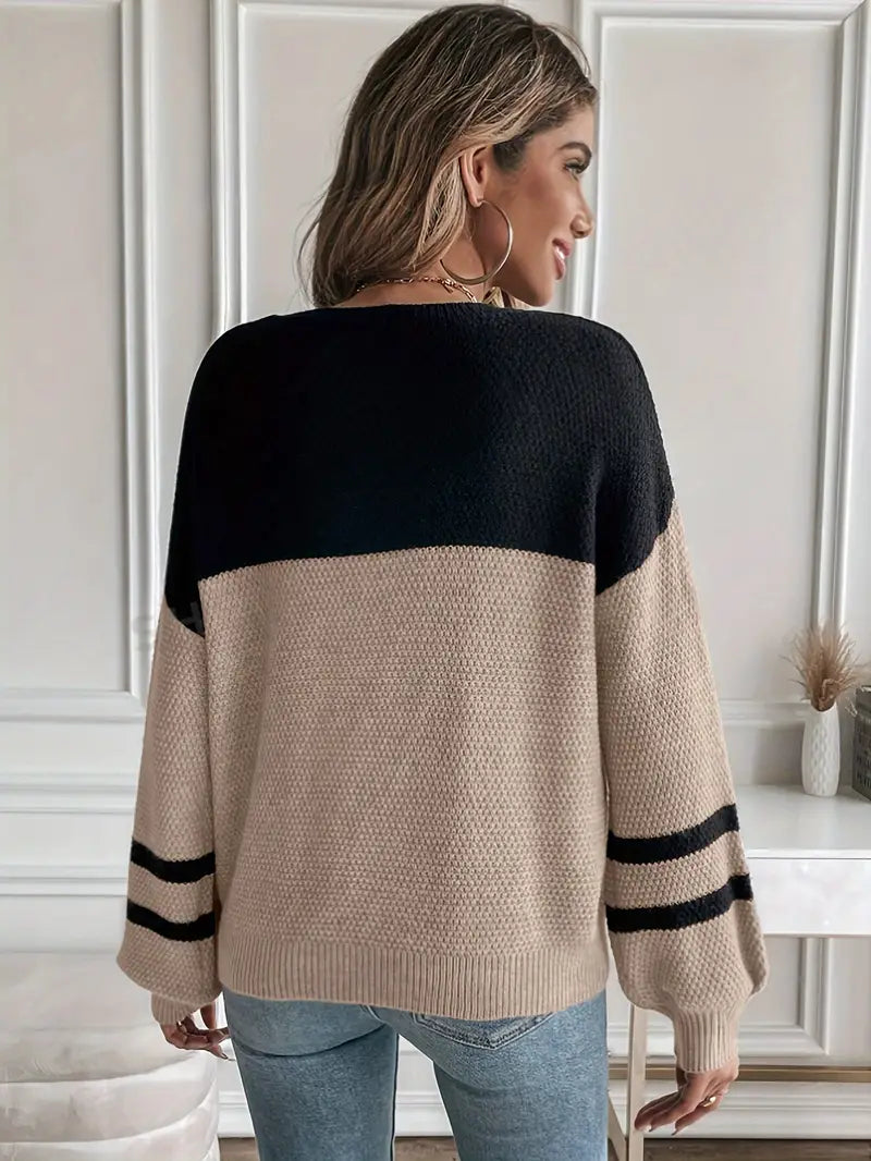Liora - Trendy Knitted Sweater with Lantern Sleeves | Stylish &amp; Comfortable