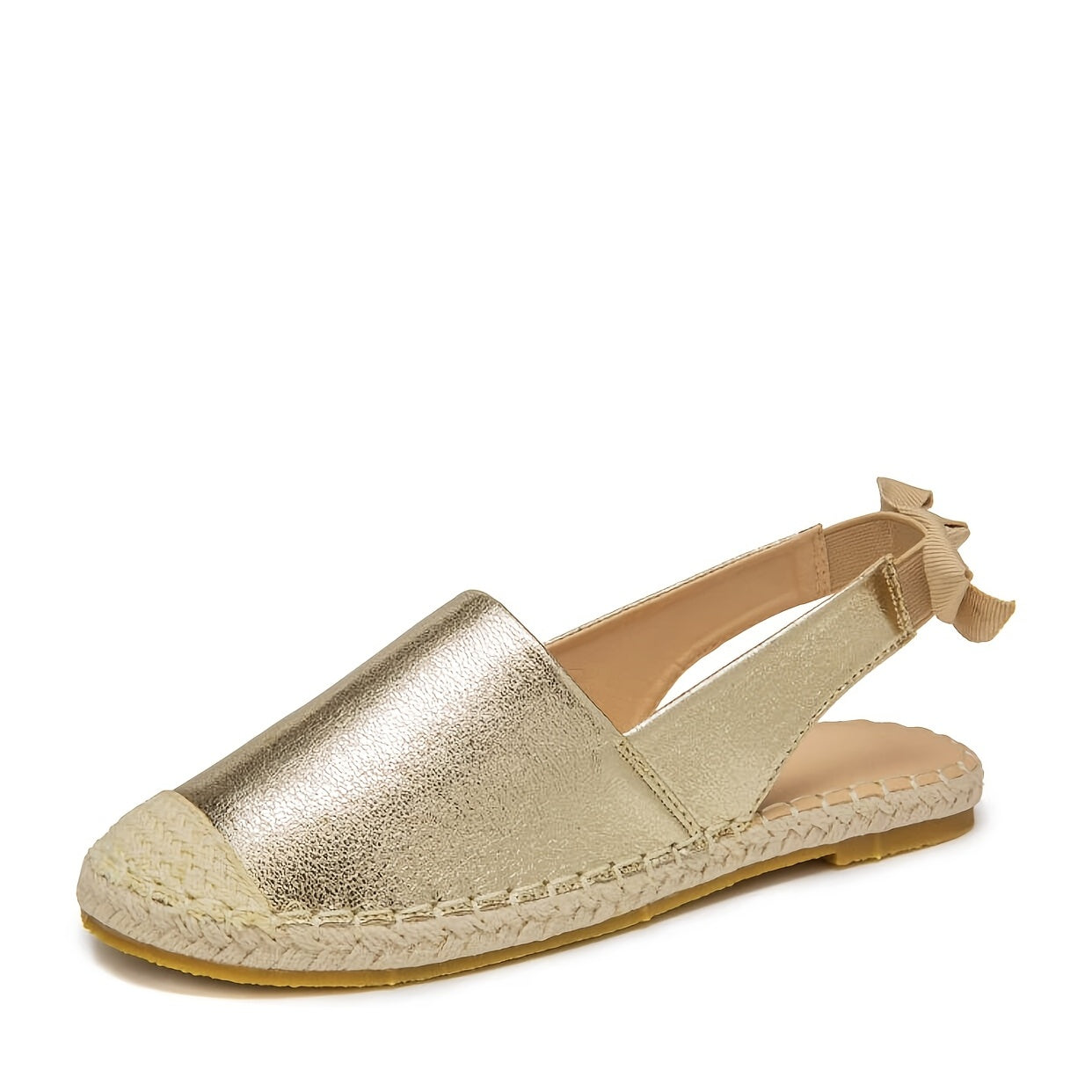 Elise | Gold-colored espadrilles with elastic slingback
