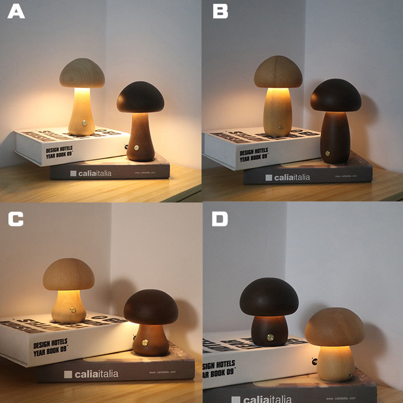 Mykora - Wooden Mushroom Table Lamp Touch Sensitive