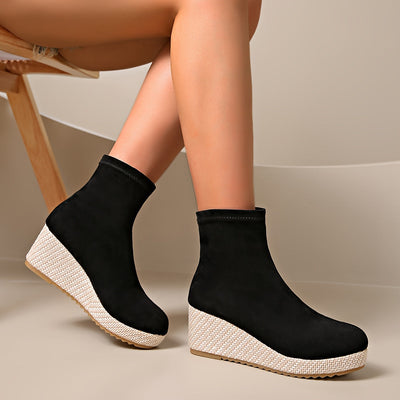Noa | Comfortabele dames wedge-booties met ronde neus