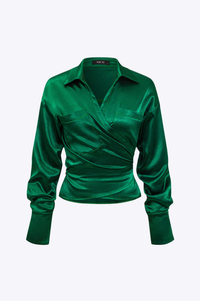 Sienna - Stijlvolle Satijnen Knoop Blouse voor Vrouwen