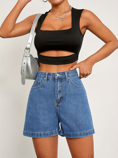 Lotte | High-waisted denim shorts in classic blue