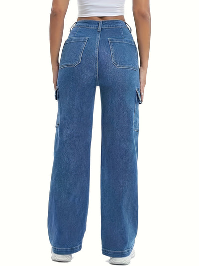Emma | Women's high-stretch cargo denim jeans with pockets