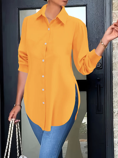 Elise | Elegant blouse with split button closure and long sleeves