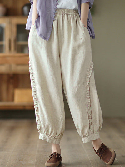 Chike - Ruffle Cropped Harem Pants