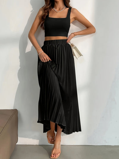 Yara | Effen geplooide rok met hoge taille
