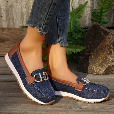Sanne | Dames casual loafers met metallic gespsluiting