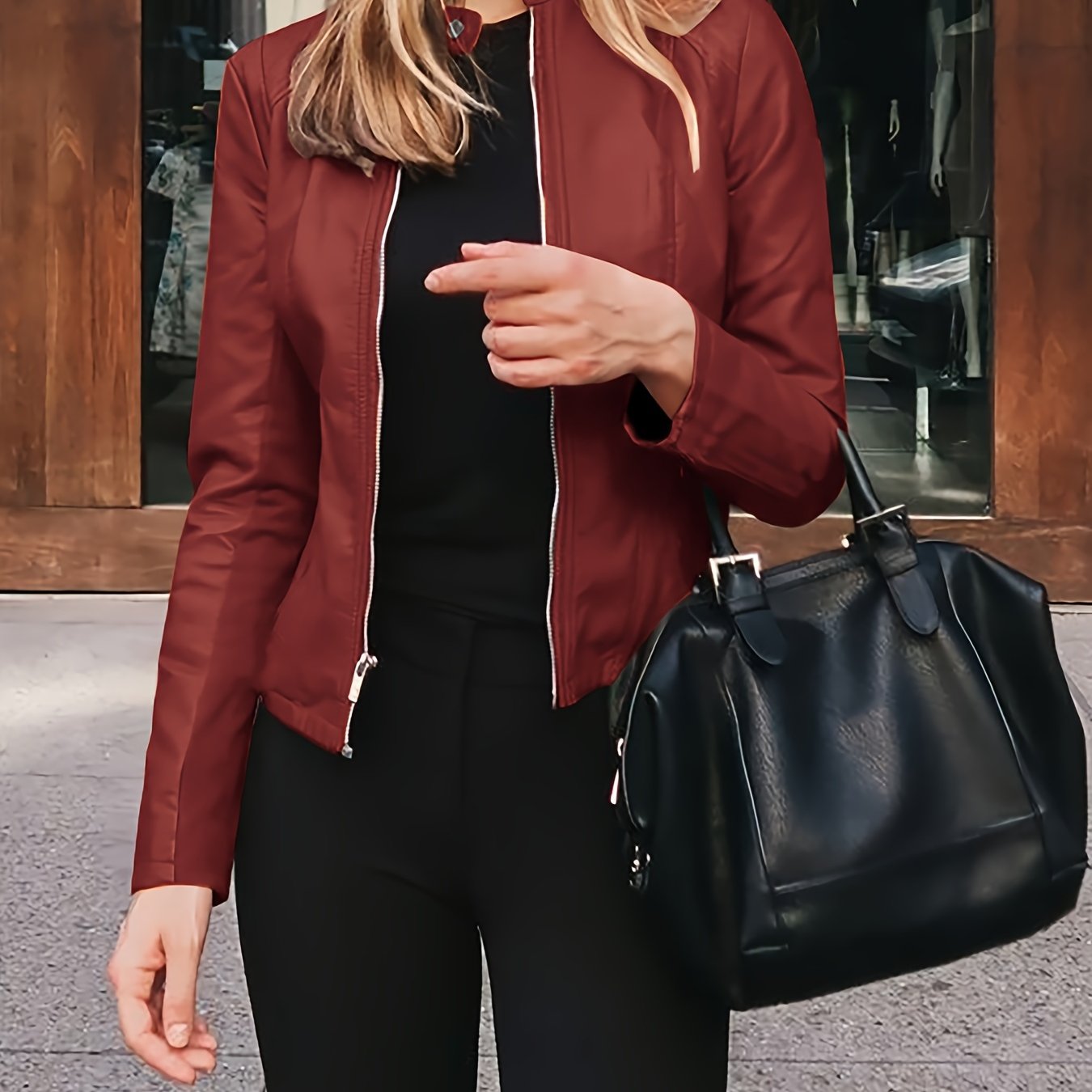 Nina | PU leren bomberjack met rits