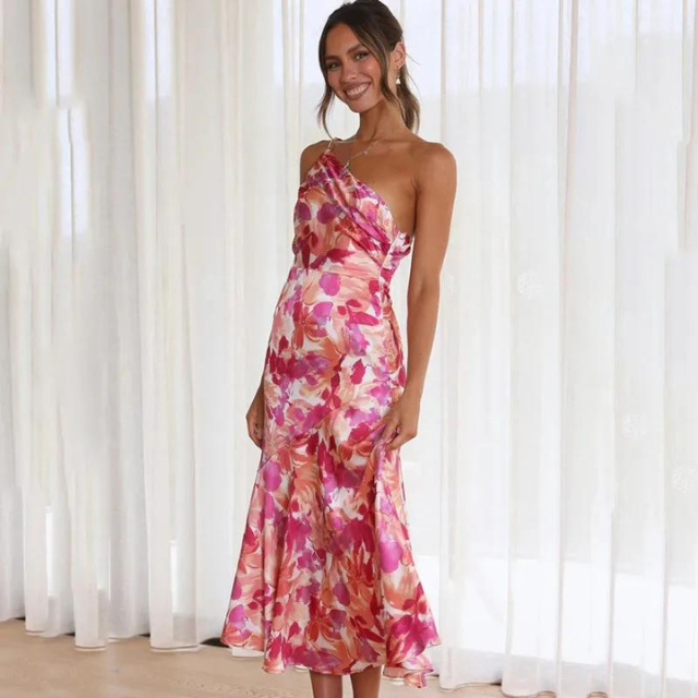 Pamela - elegante off-shoulder bloemenjurk