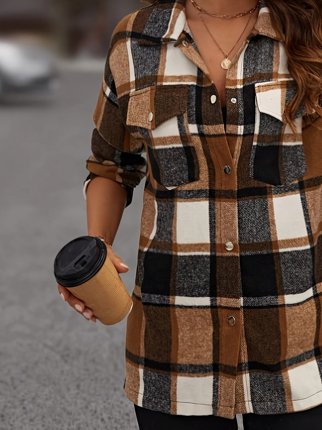 Femke | Geruit casual overhemd met lange mouwen