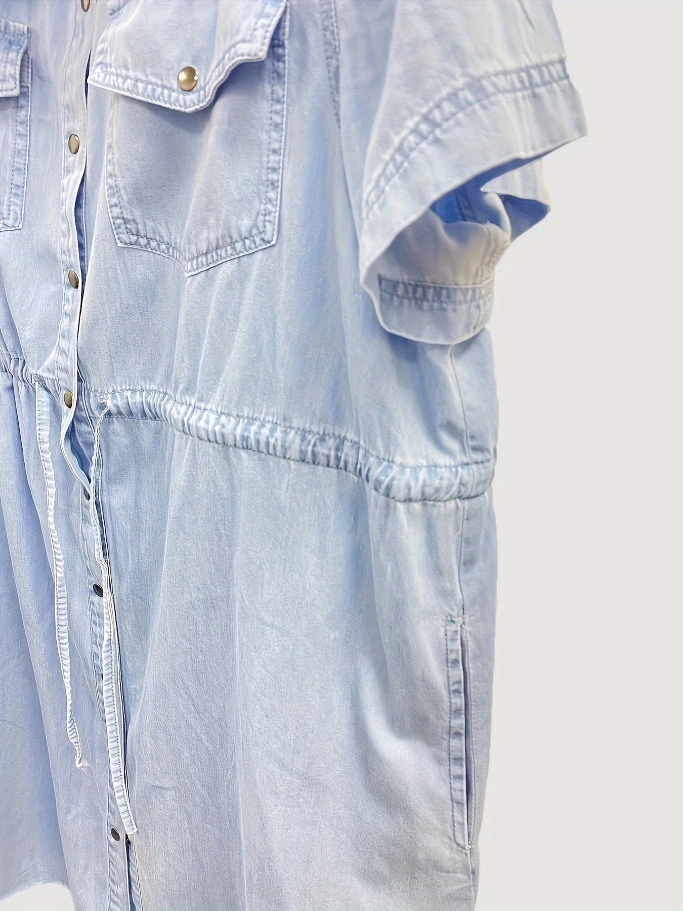 Chique denim midi-jurk met trekkoord taille