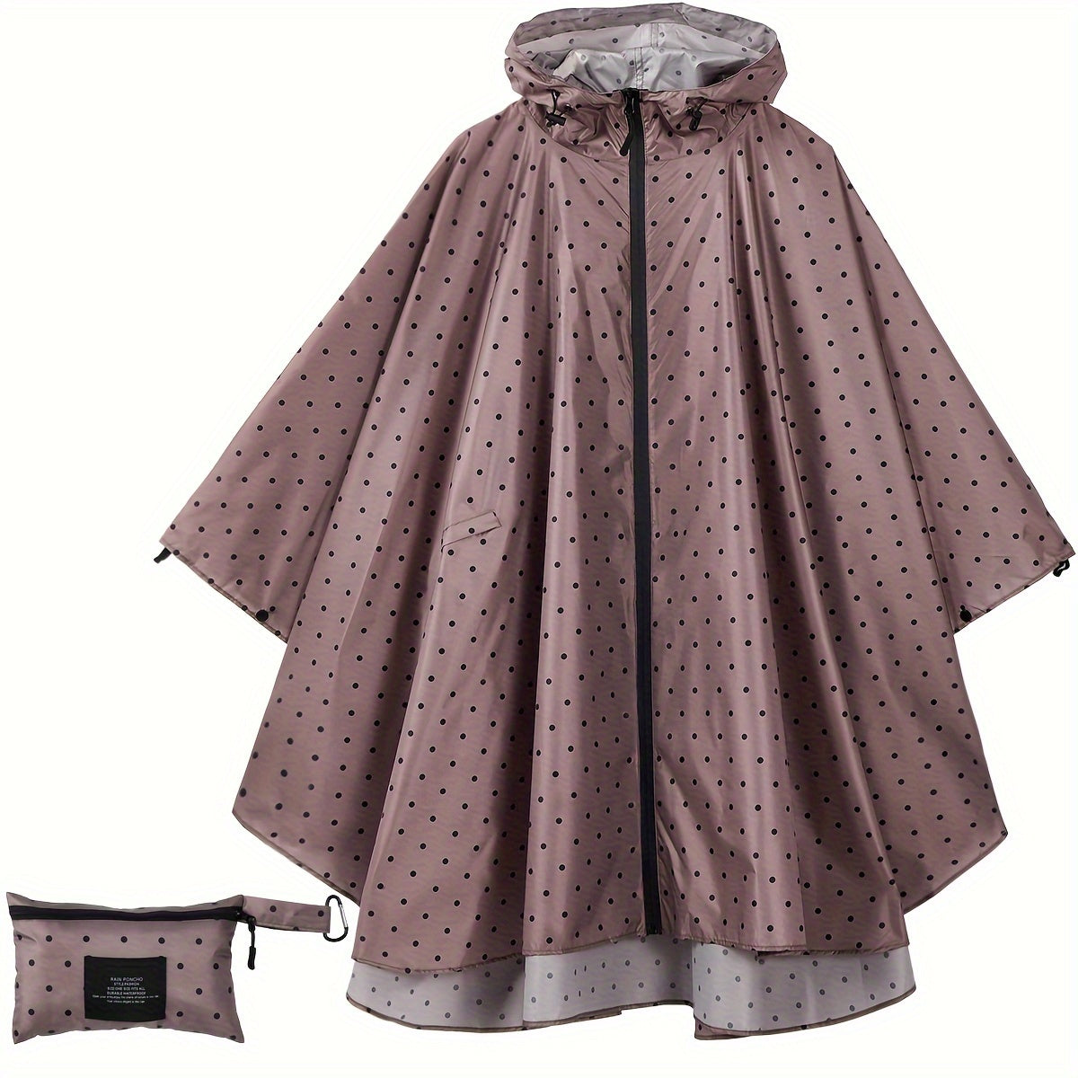 Lotte | Sporty women's rain poncho with hood and geometric pattern