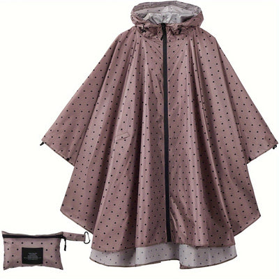 Lotte | Sporty women's rain poncho with hood and geometric pattern