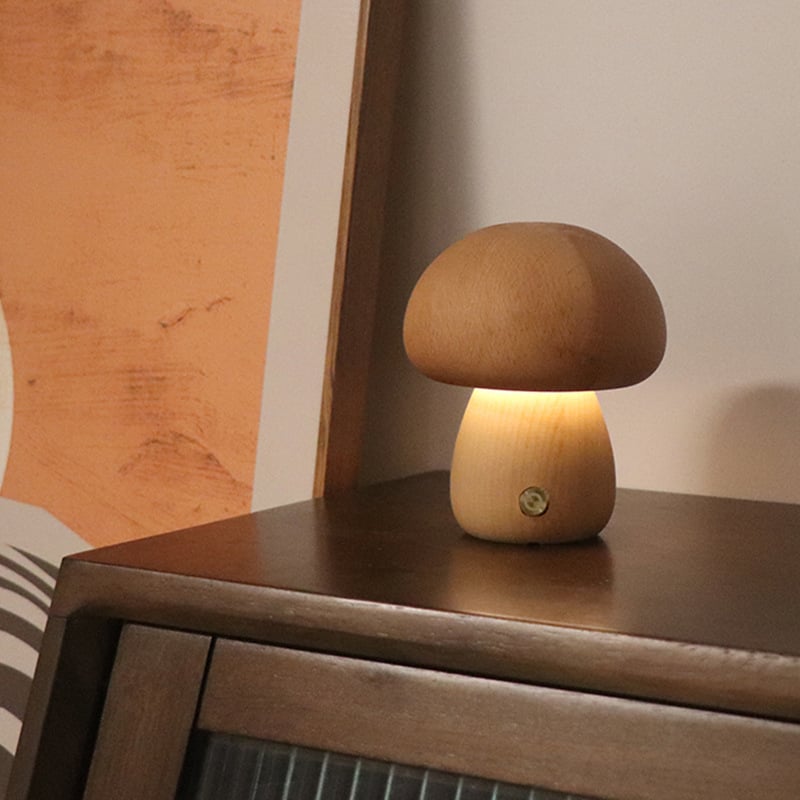 Mykora - Wooden Mushroom Table Lamp Touch Sensitive