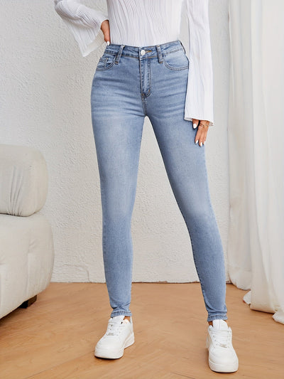 Roos | Lichtblauwe hoge taille skinny jeans