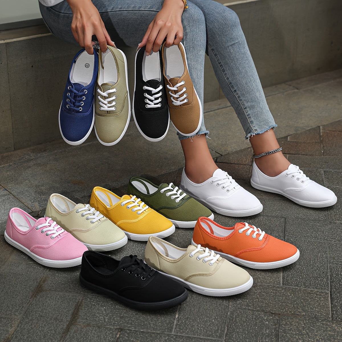 Sophie | Comfortabele lage canvas sneakers in wit