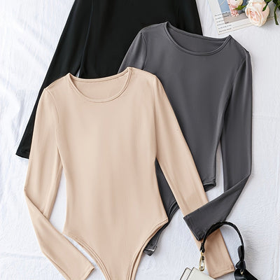 Nina | Set van 3 casual bodysuits met lange mouw en ronde hals