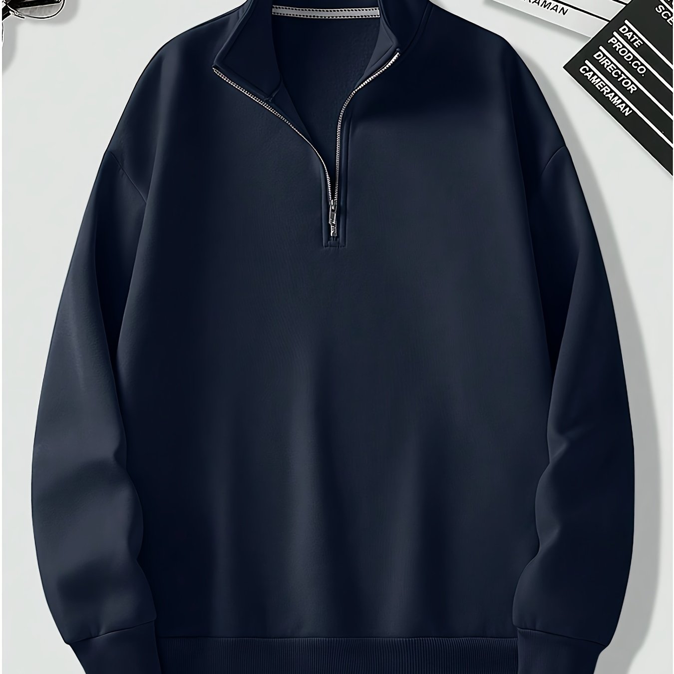 Mees | Casual sweatshirt met lichte stretch en kwart rits