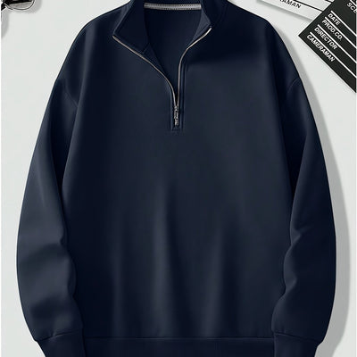 Mees | Casual sweatshirt met lichte stretch en kwart rits