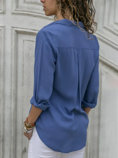 Elara – Satin-look blouse with long sleeves