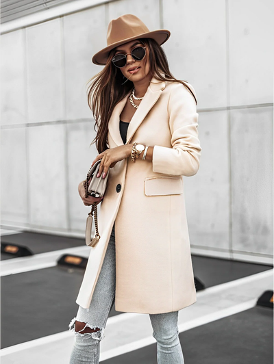 Elena – Long Coat with Classic Collar