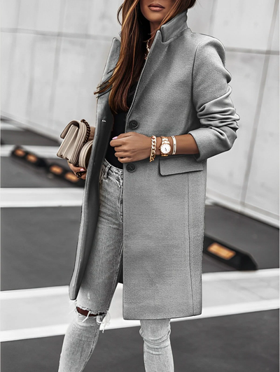 Elena – Long Coat with Classic Collar