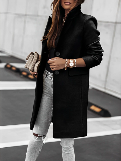Elena – Long Coat with Classic Collar