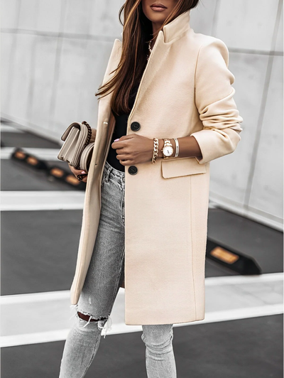 Elena – Long Coat with Classic Collar