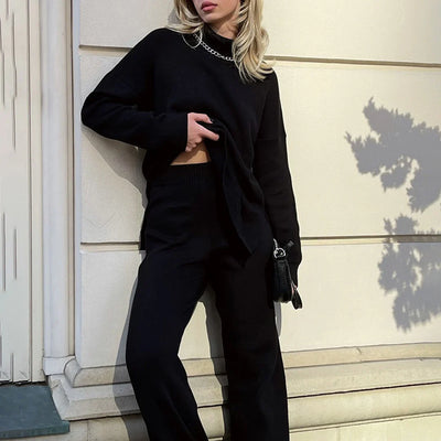 Elin – Stylish Knitted Sweater with Side Slit for Women