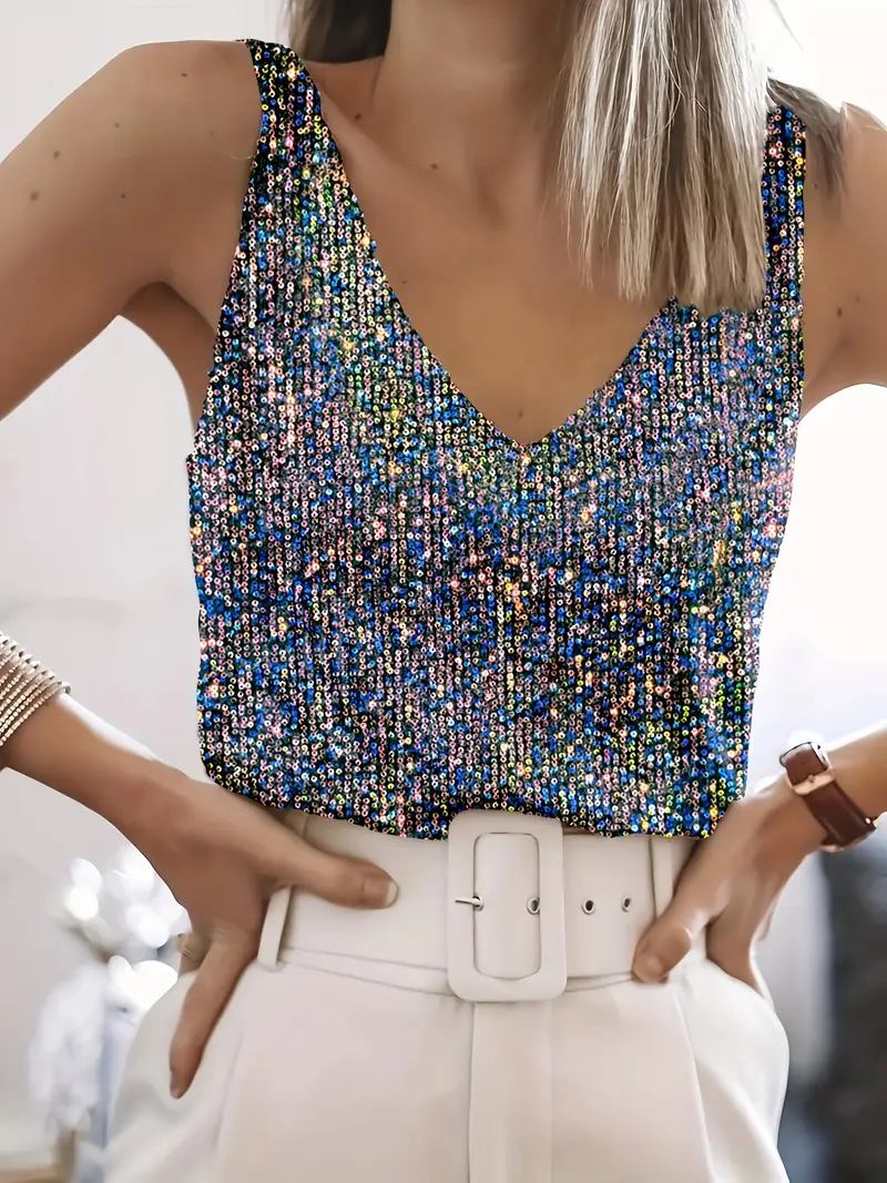 Elisa – Sleeveless Sequin Top