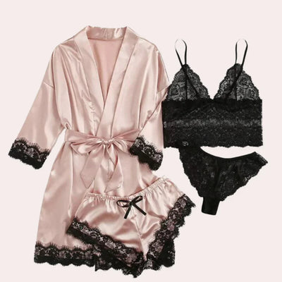 Emilie – Luxe 4-delige Slaapjurk Set voor Dames