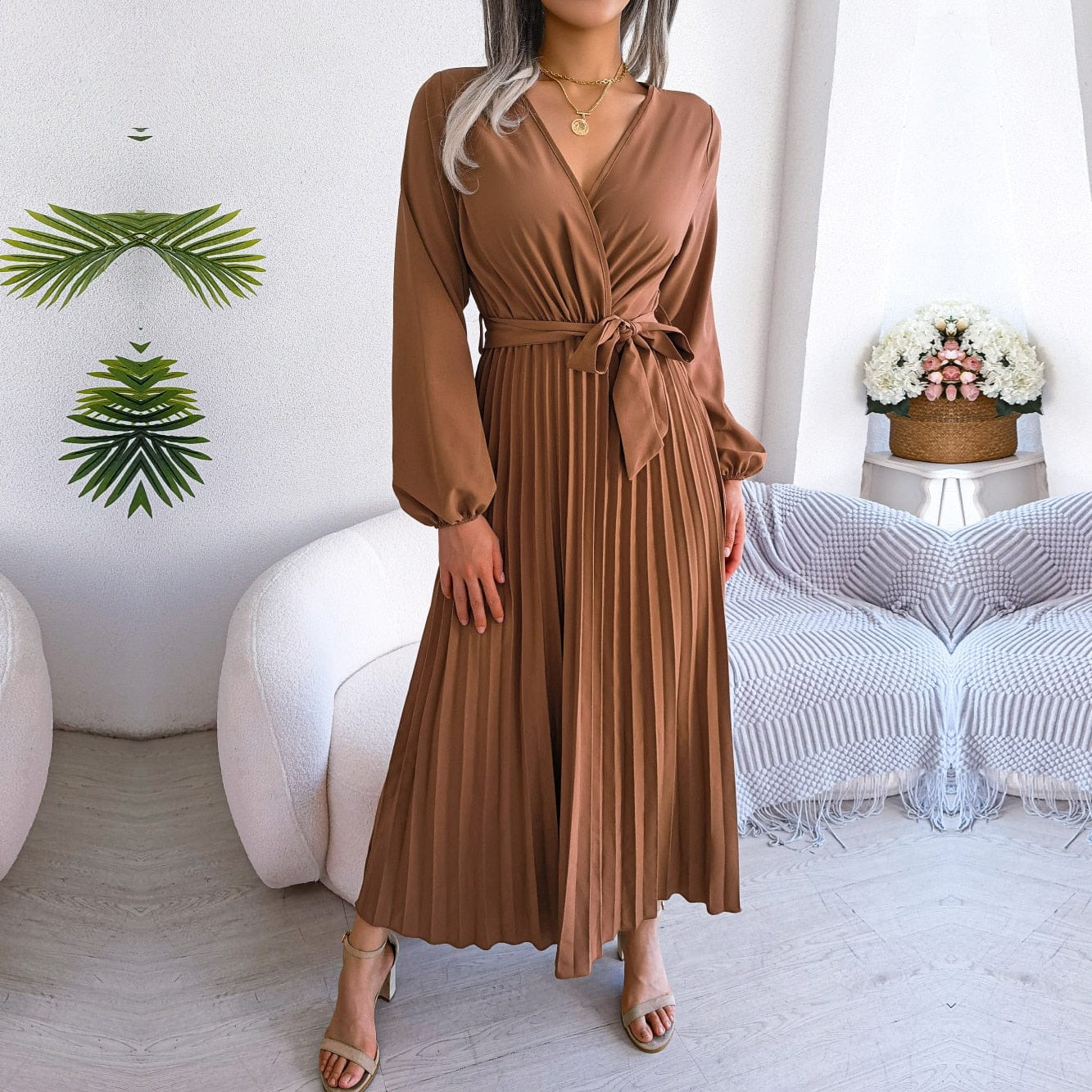 Sannsa - Elegante V-hals Jurk voor Vrouwen