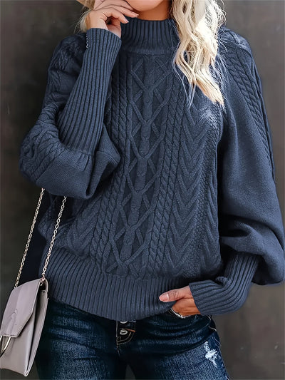 Fien | Cable-knit turtleneck sweater with dropped shoulders