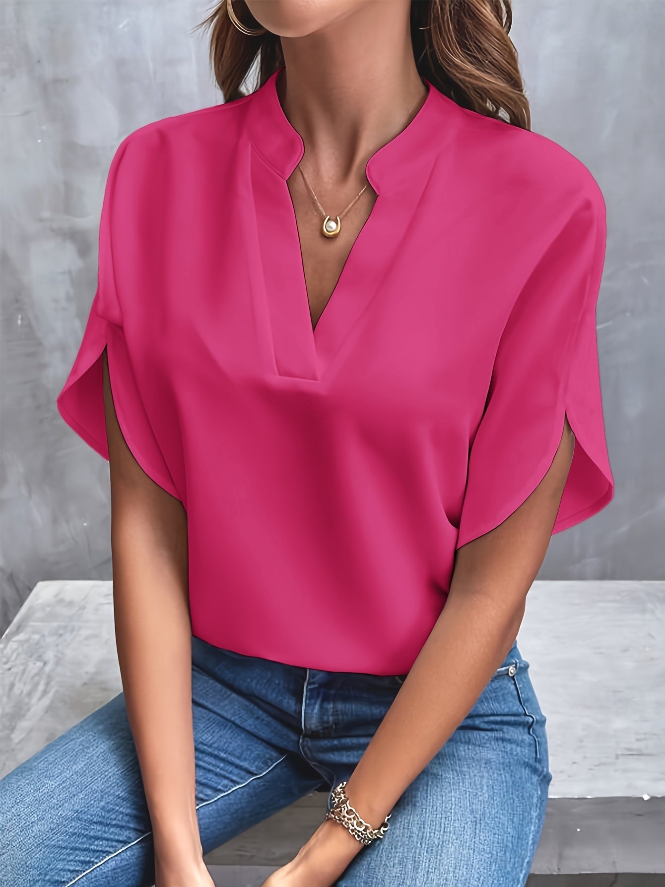 Lotte | Plain blouse with notch