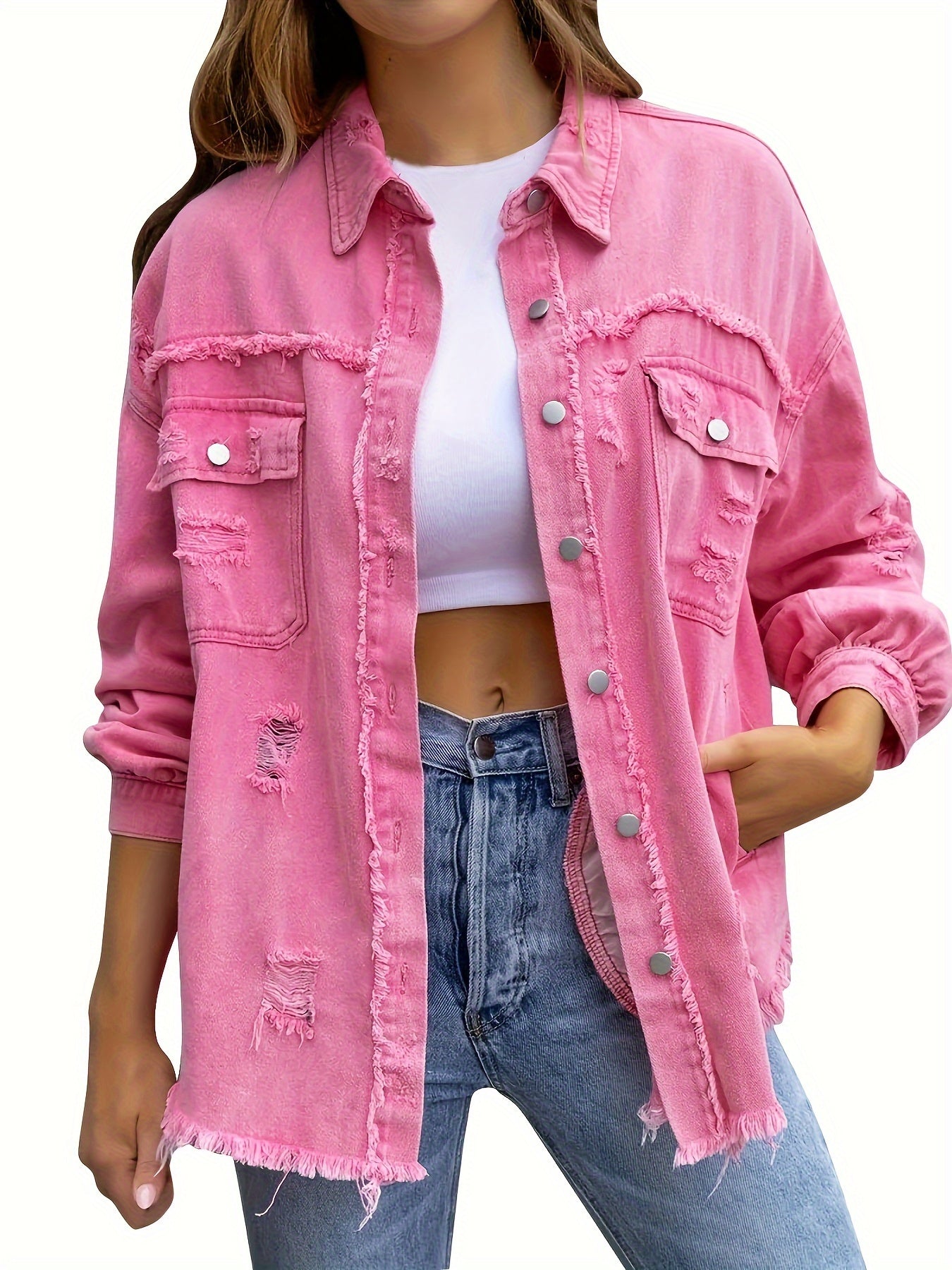 Chloe | Chique distressed denim jas voor dames