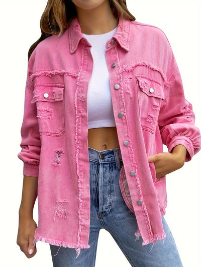 Chloe | Chique distressed denim jas voor dames