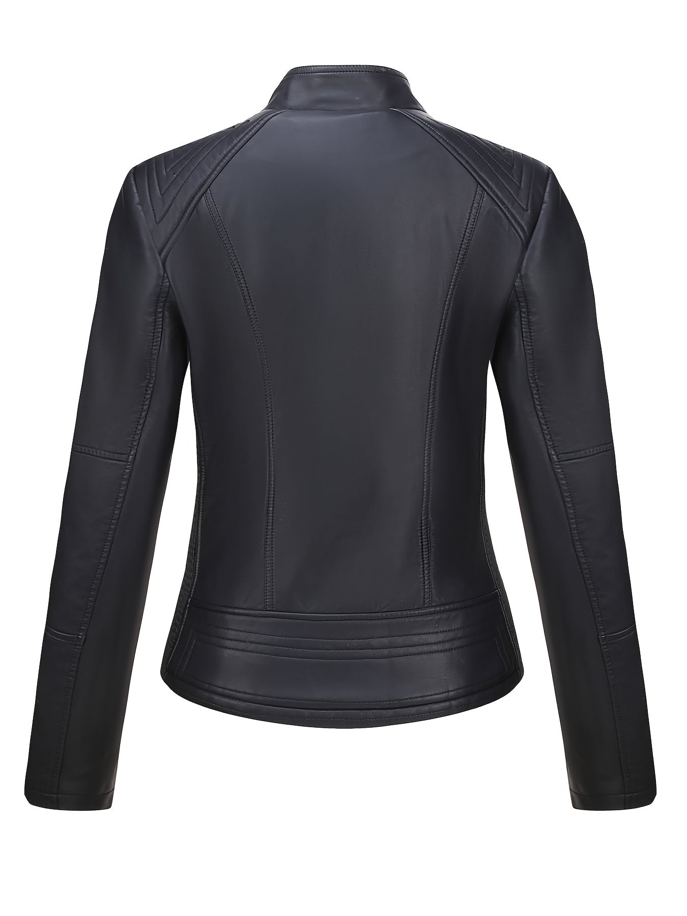 Elise | Women's plus size casual faux leather jacket with zip and lapel collar