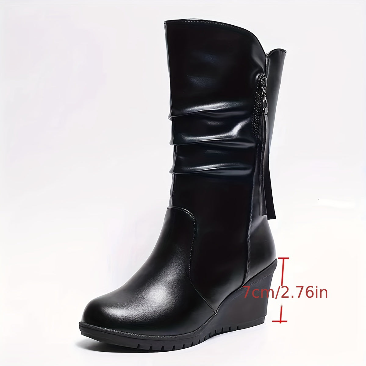 Lotte | Comfortable mid-calf boots with a heel and tassel