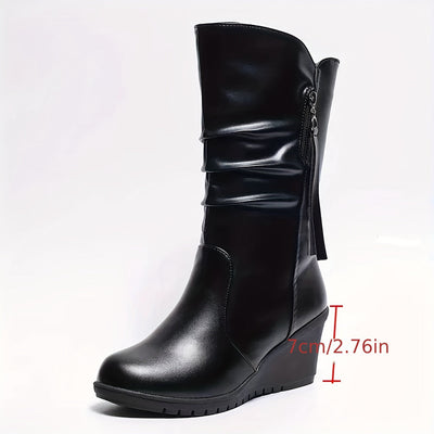 Lotte | Comfortable mid-calf boots with a heel and tassel