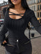 Cleo - Criss-Cross T-shirt met Ronde Hals