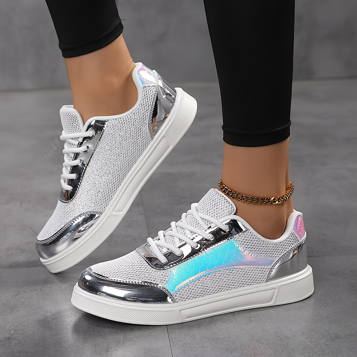 Fenna | Glitter sneakers met veters en comfortabele zool