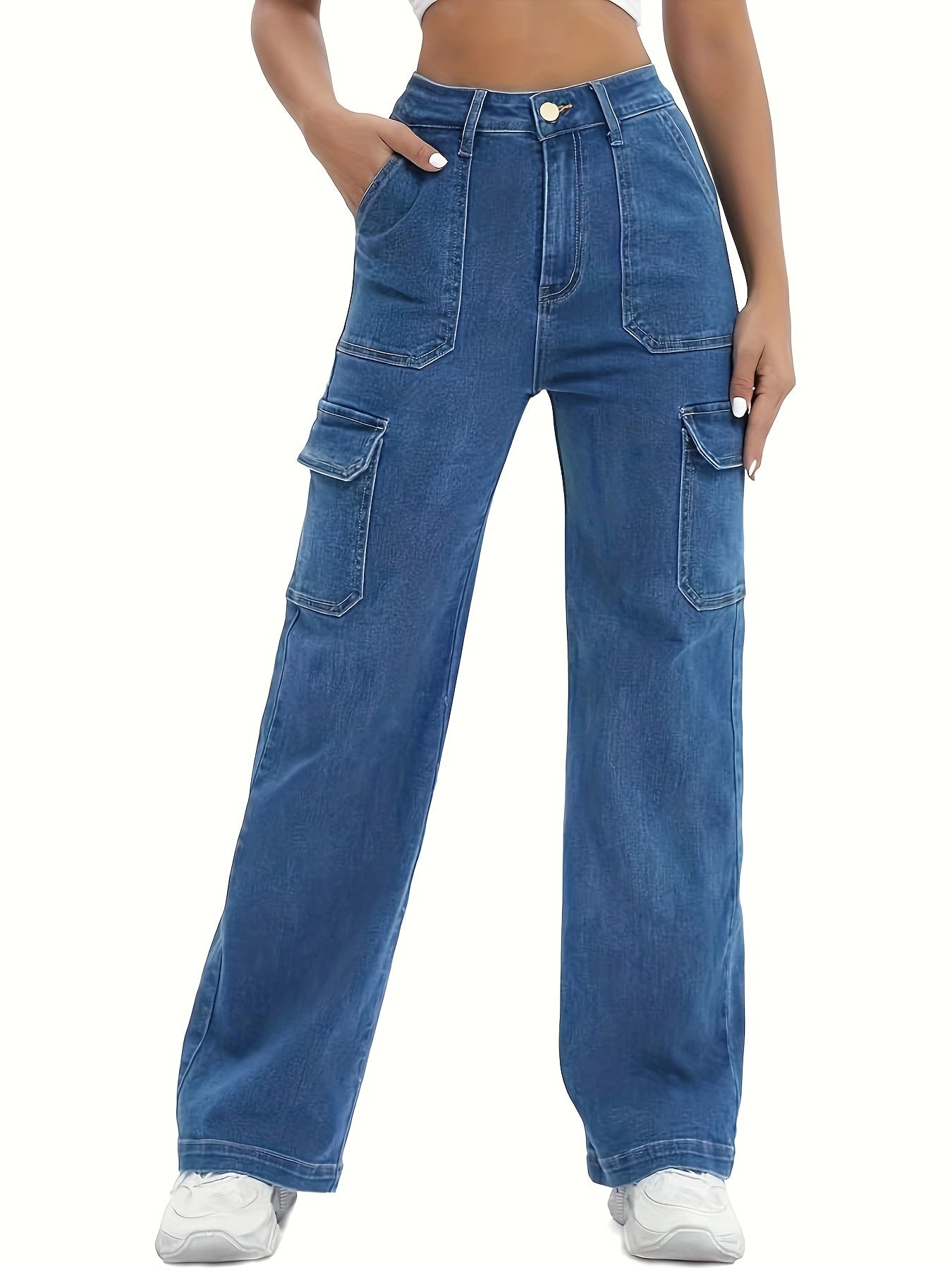 Emma | Women's high-stretch cargo denim jeans with pockets