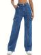 Emma | Women's high-stretch cargo denim jeans with pockets