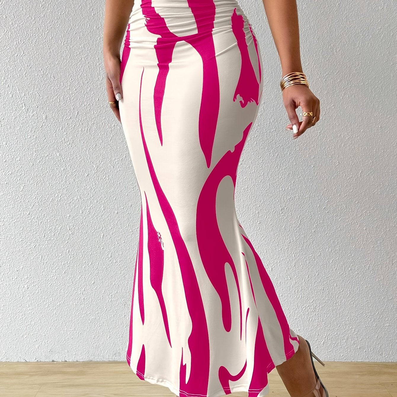 Nina | Elegante hoge taille bodycon rok met willekeurige print