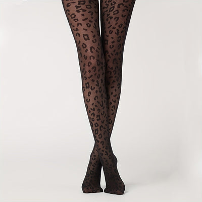 Lola | Sexy leopard print black tights
