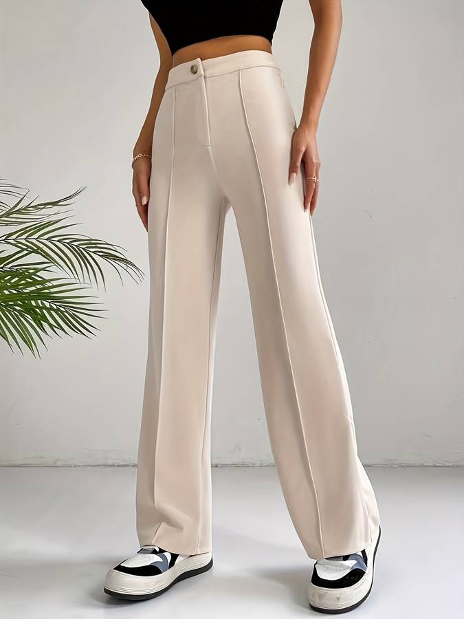 Lotte | Beige pantalon met hoge taille